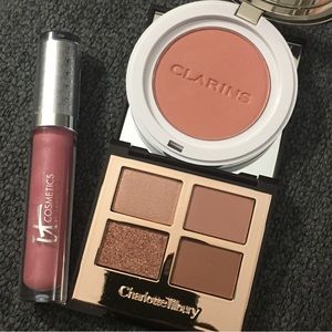 3 Items: Charlotte Tilbury Pillow Talk, Clarins + It Cosmetics bundle